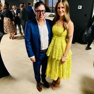 Anthropologie Maeve tiered lace dress size 2. Chartreuse color. So pretty!